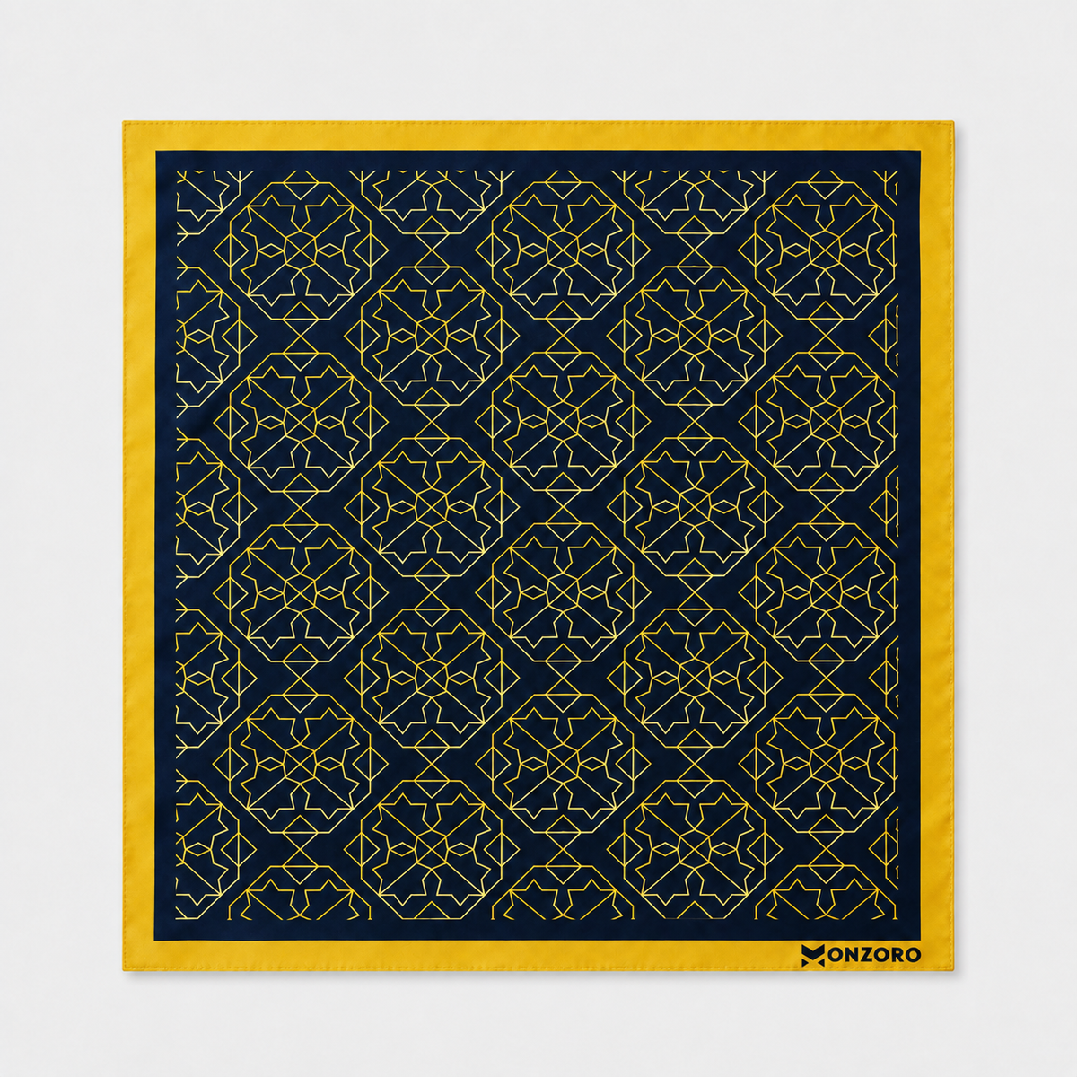 Navy and Gold Rugs Silk Pocket Square by Monzoro – view 15