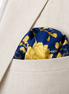 Navy Blue Floral Silk Pocket Square by Monzoro – view 16