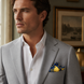 Navy Blue Floral Silk Pocket Square by Monzoro – view 18