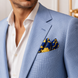 Navy Blue Floral Silk Pocket Square by Monzoro – view 19