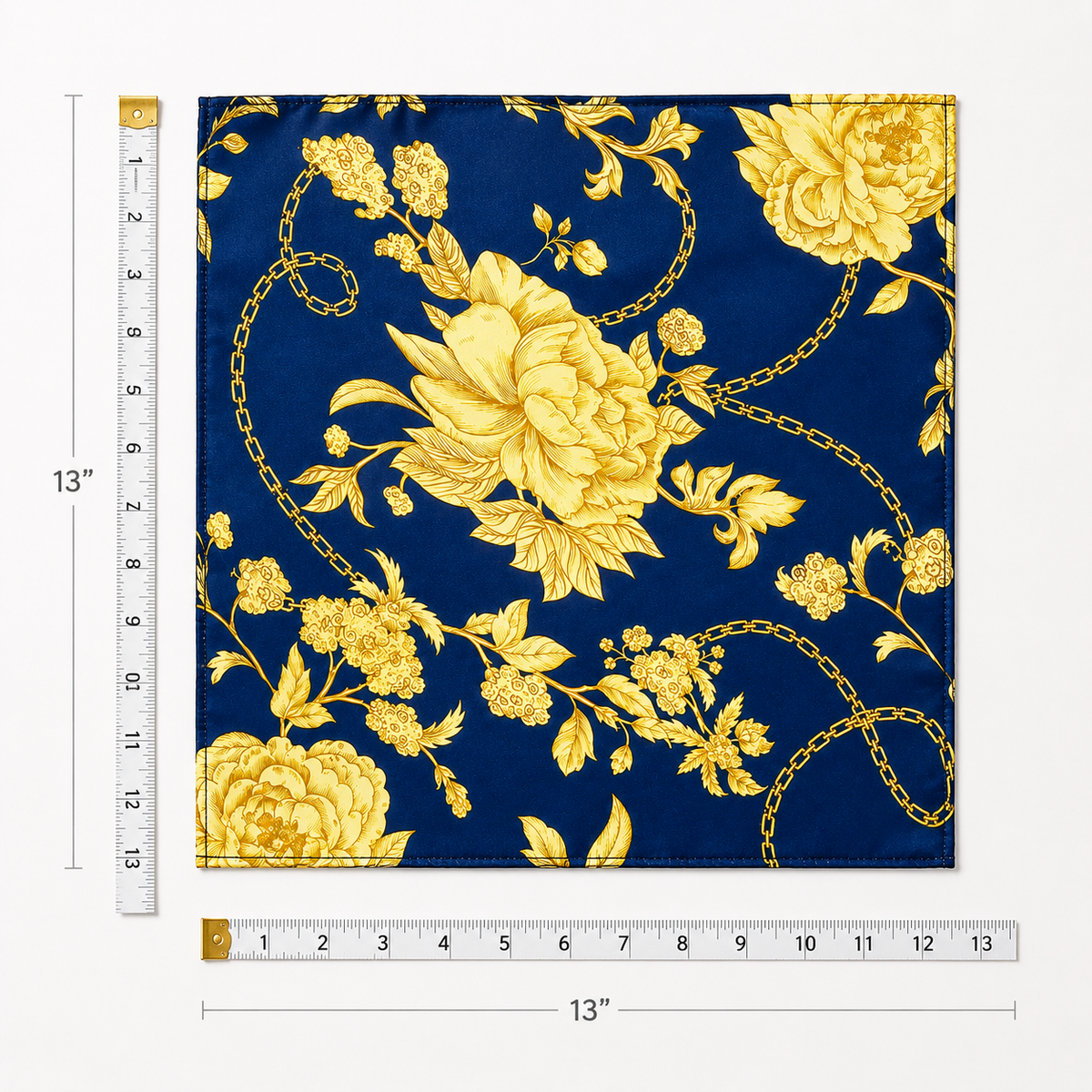 Navy Blue Floral Silk Pocket Square by Monzoro – view 21