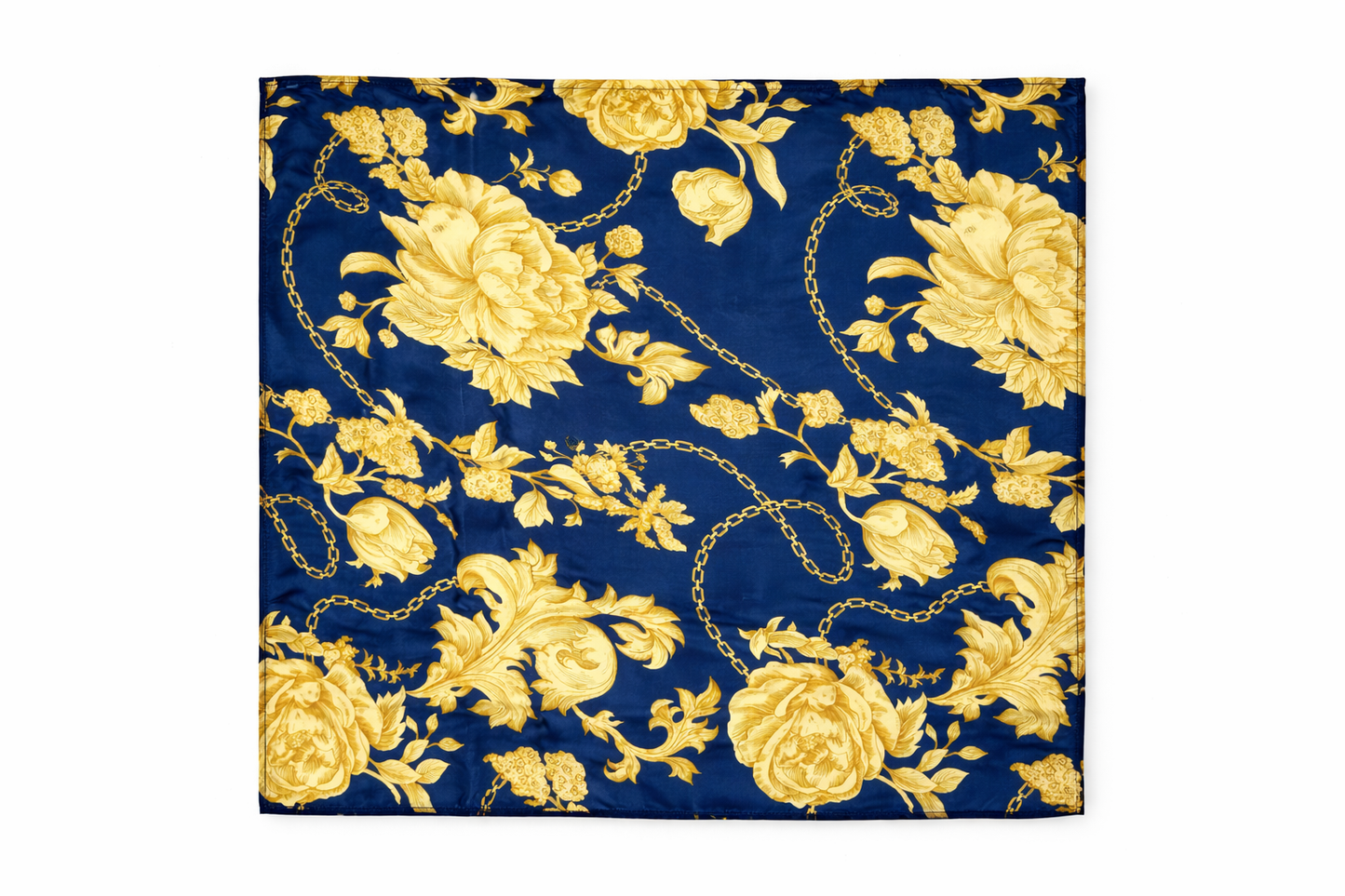 Navy Blue Floral Silk Pocket Square by Monzoro