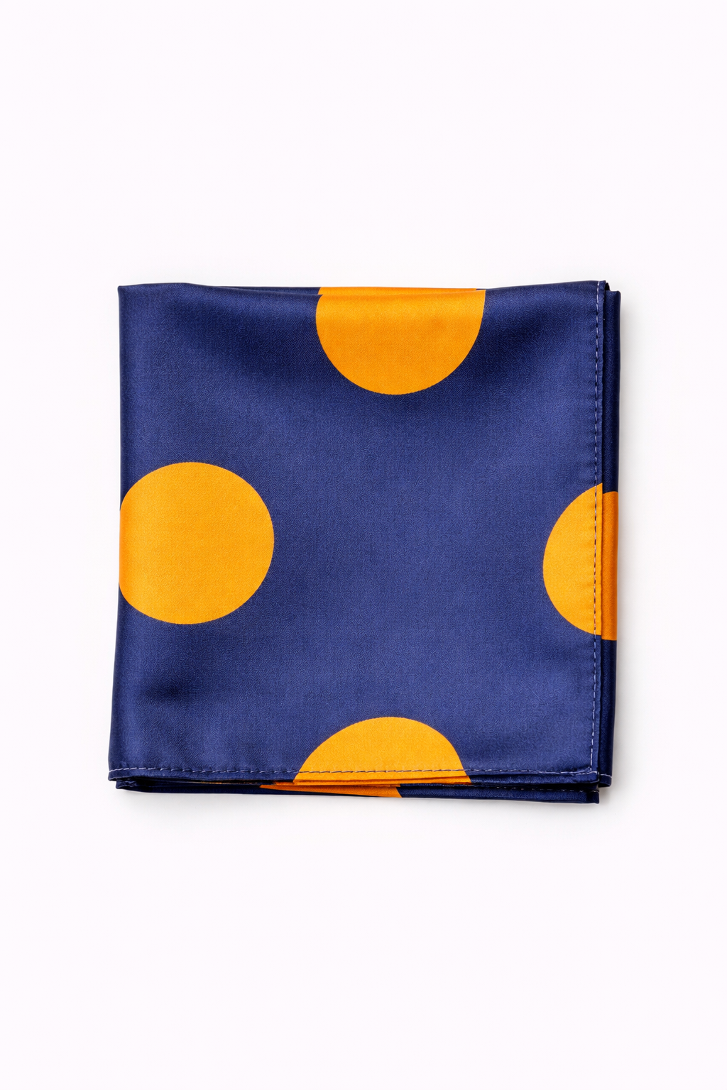 Navy Blue with Orange Polka Dots Silk Pocket Square by Monzoro – view 9