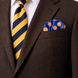 Navy Blue with Orange Polka Dots Silk Pocket Square by Monzoro – view 12