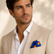 Navy Blue with Orange Polka Dots Silk Pocket Square by Monzoro – view 17