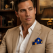 Navy Blue with Orange Polka Dots Silk Pocket Square by Monzoro – view 19