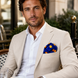 Navy Blue with Orange Polka Dots Silk Pocket Square by Monzoro – view 22