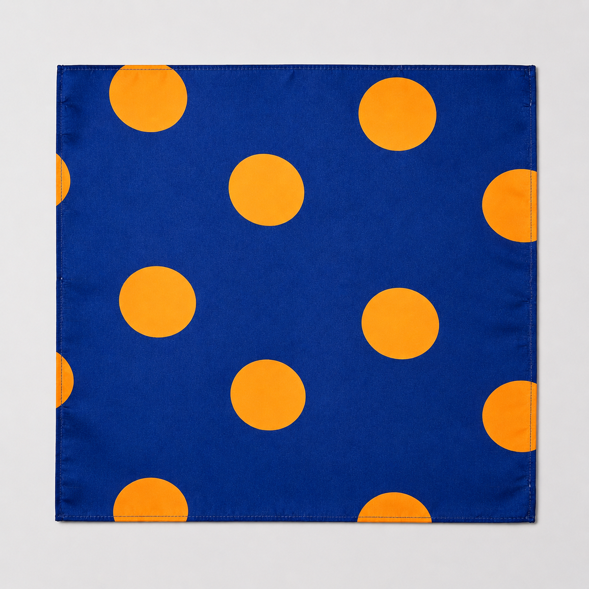 Navy Blue with Orange Polka Dots Silk Pocket Square by Monzoro – view 24