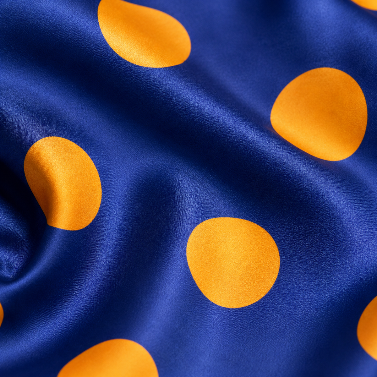 Navy Blue with Orange Polka Dots Silk Pocket Square by Monzoro – view 26