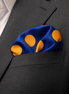 Navy Blue with Orange Polka Dots Silk Pocket Square by Monzoro – view 27