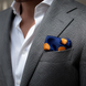 Navy Blue with Orange Polka Dots Silk Pocket Square by Monzoro – view 29
