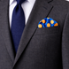 Navy Blue with Orange Polka Dots Silk Pocket Square by Monzoro – view 4