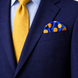 Navy Blue with Orange Polka Dots Silk Pocket Square by Monzoro – view 5