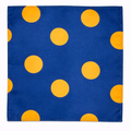 Navy Blue Silk Pocket Square with Orange Polka Dots by Monzoro