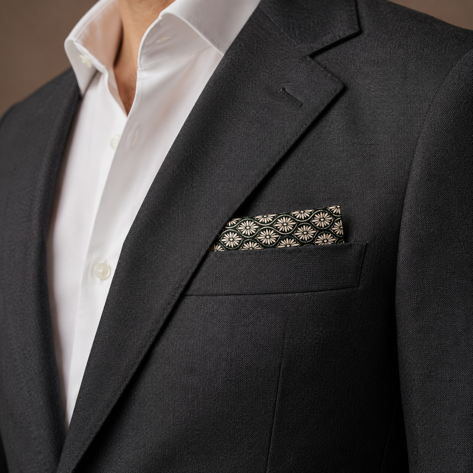 Noir Mosaic Silk Pocket Square by Monzoro – view 17