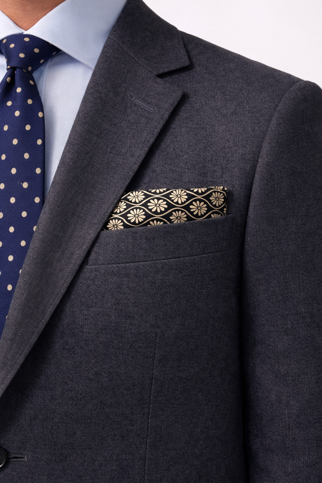 Noir Mosaic Silk Pocket Square by Monzoro – view 3