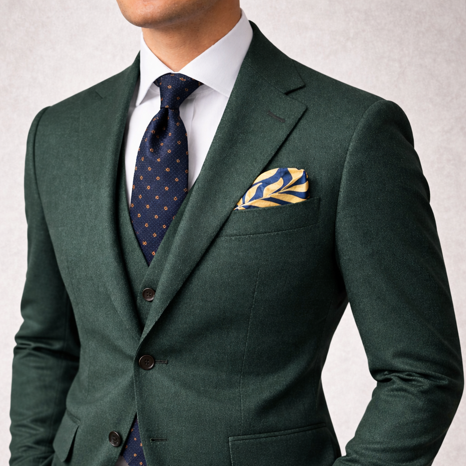 Ocean Leaf Silk Pocket Square by Monzoro – view 4