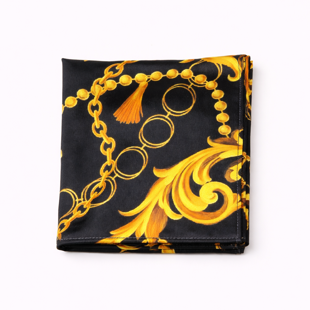Opulent Baroque Pattern Silk Pocket Square by Monzoro – view 9