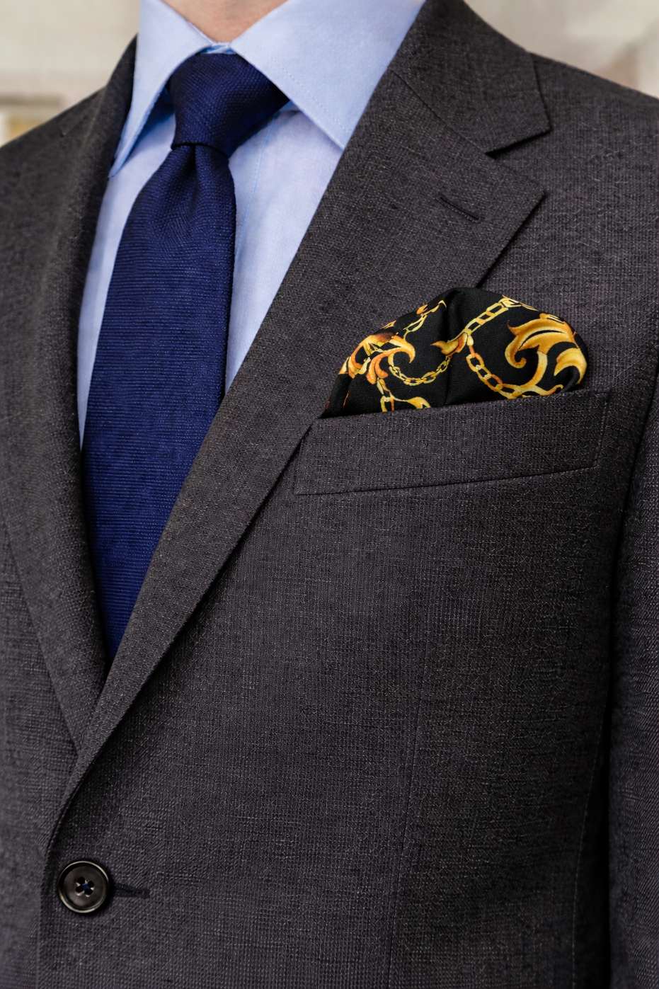 Opulent Baroque Pattern Silk Pocket Square by Monzoro – view 11