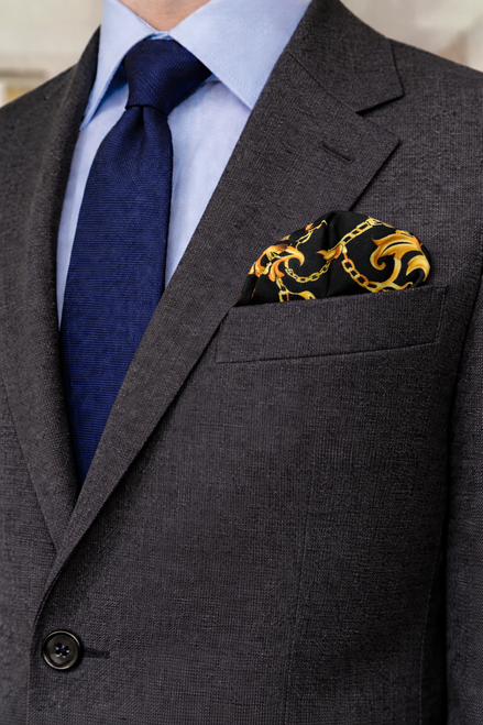 Opulent Baroque Pattern Silk Pocket Square by Monzoro – view 11
