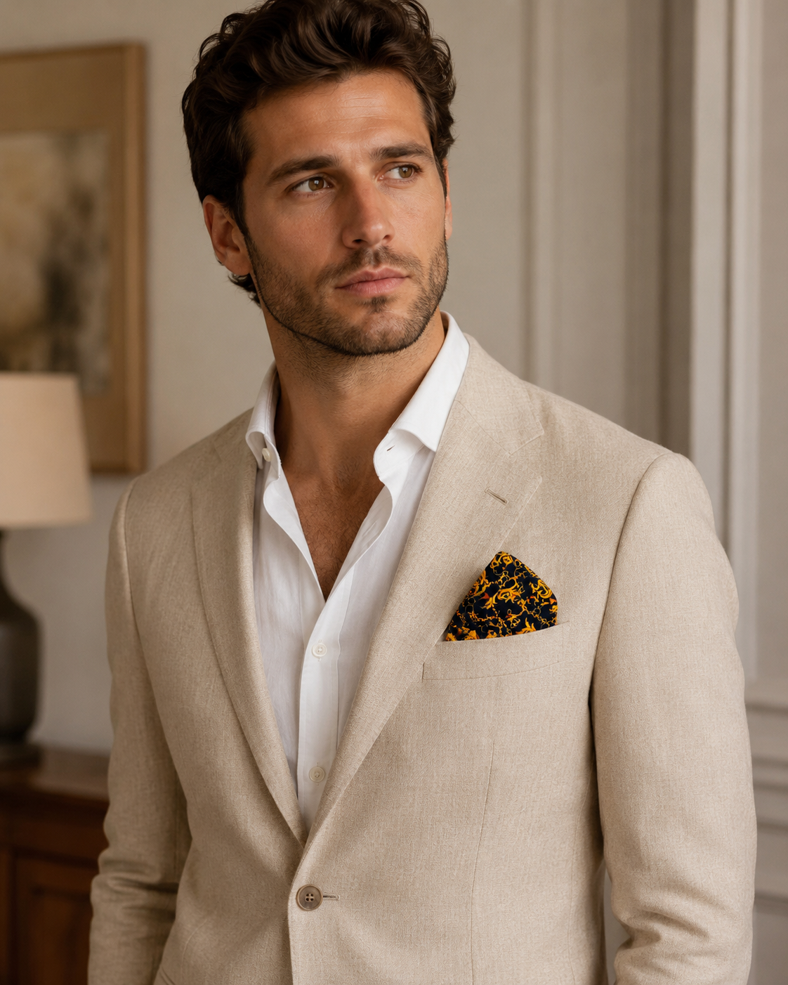 Opulent Baroque Pattern Silk Pocket Square by Monzoro – view 16