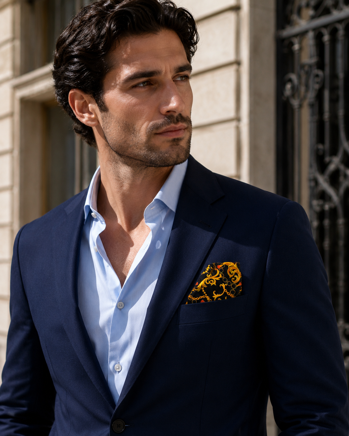 Opulent Baroque Pattern Silk Pocket Square by Monzoro – view 17