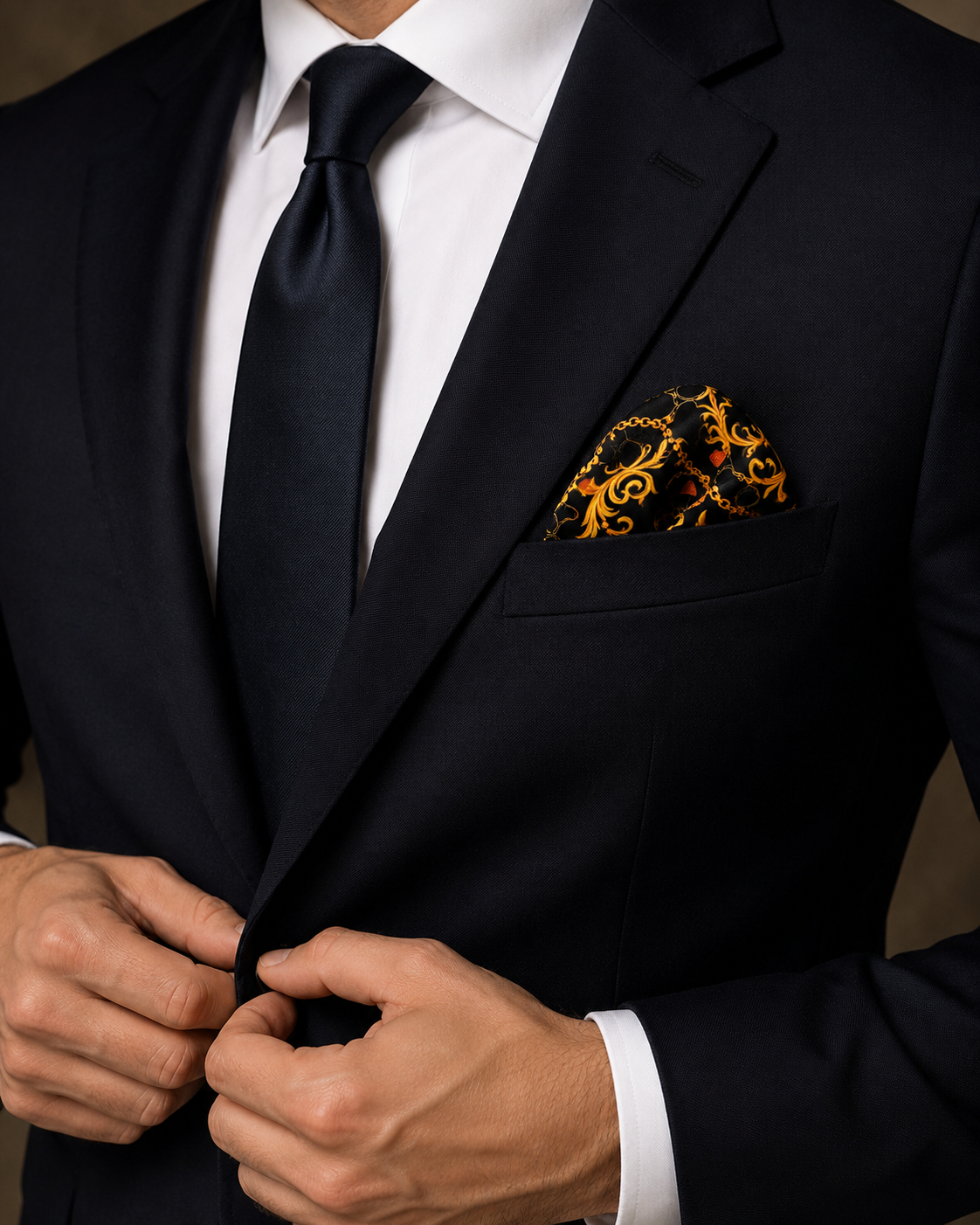 Opulent Baroque Pattern Silk Pocket Square by Monzoro – view 20