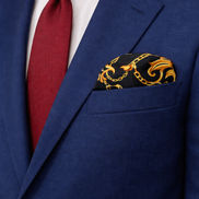 Opulent Baroque Pattern Silk Pocket Square by Monzoro – view 3