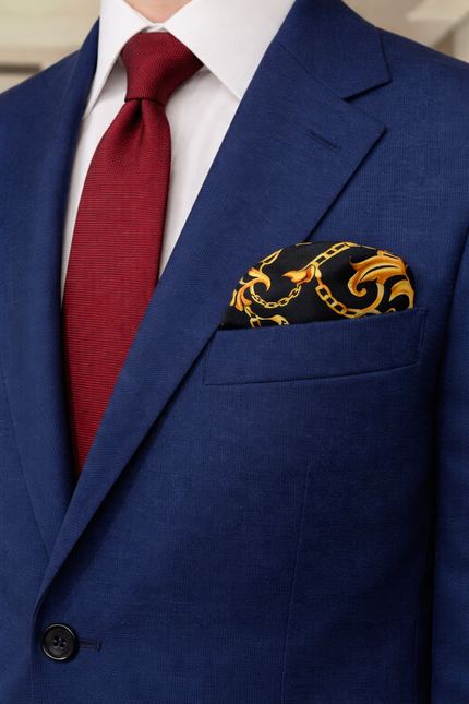 Opulent Baroque Pattern Silk Pocket Square by Monzoro – view 3