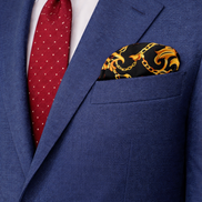Opulent Baroque Pattern Silk Pocket Square by Monzoro – view 5