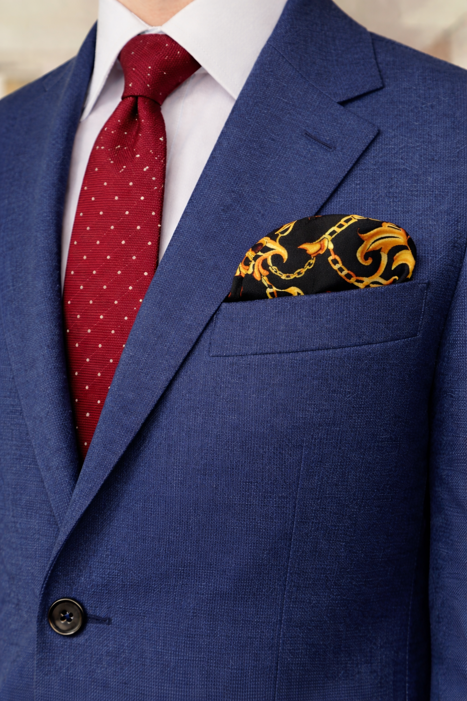 Opulent Baroque Pattern Silk Pocket Square by Monzoro – view 5
