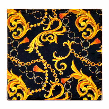 Opulent Baroque Pattern Silk Pocket Square by Monzoro