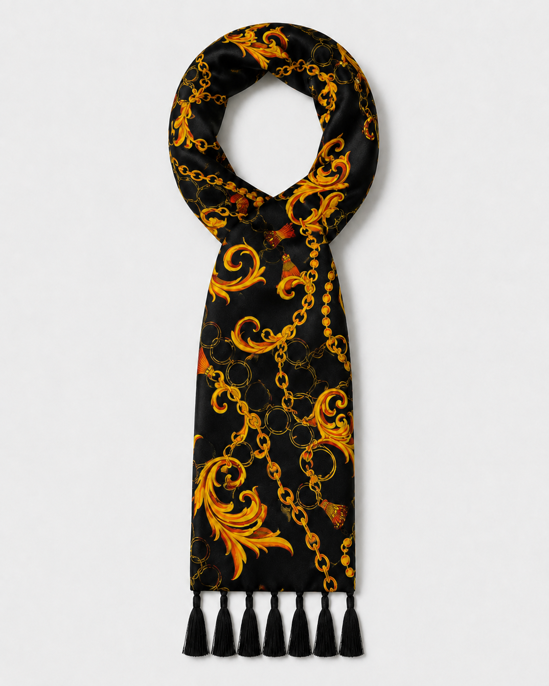Opulent Baroque Pattern Silk Scarf by Monzoro – view 6