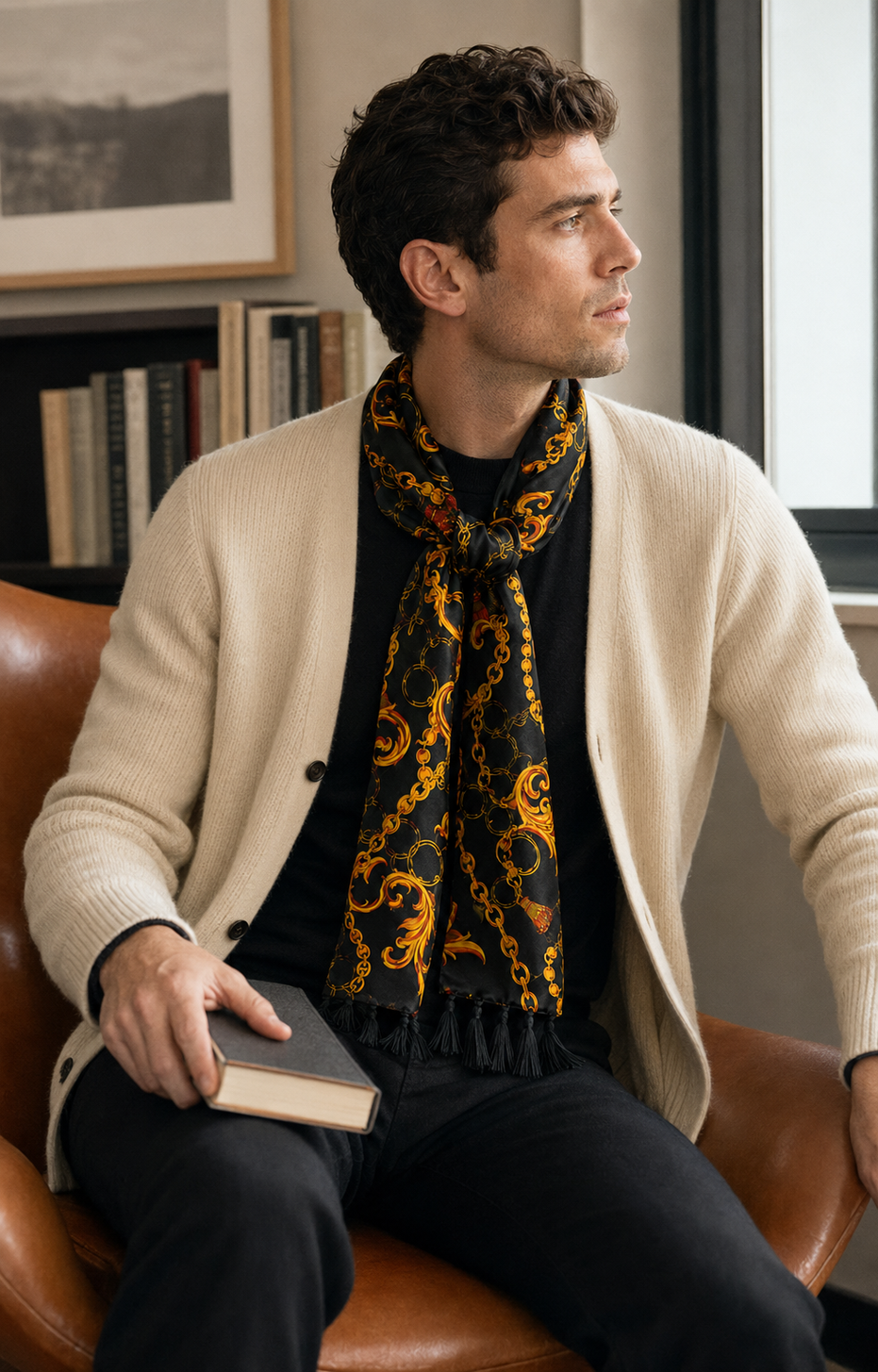 Opulent Baroque Pattern Silk Scarf by Monzoro – view 14