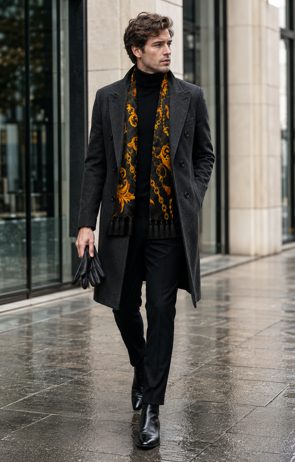 Opulent Baroque Pattern Silk Scarf by Monzoro – view 17