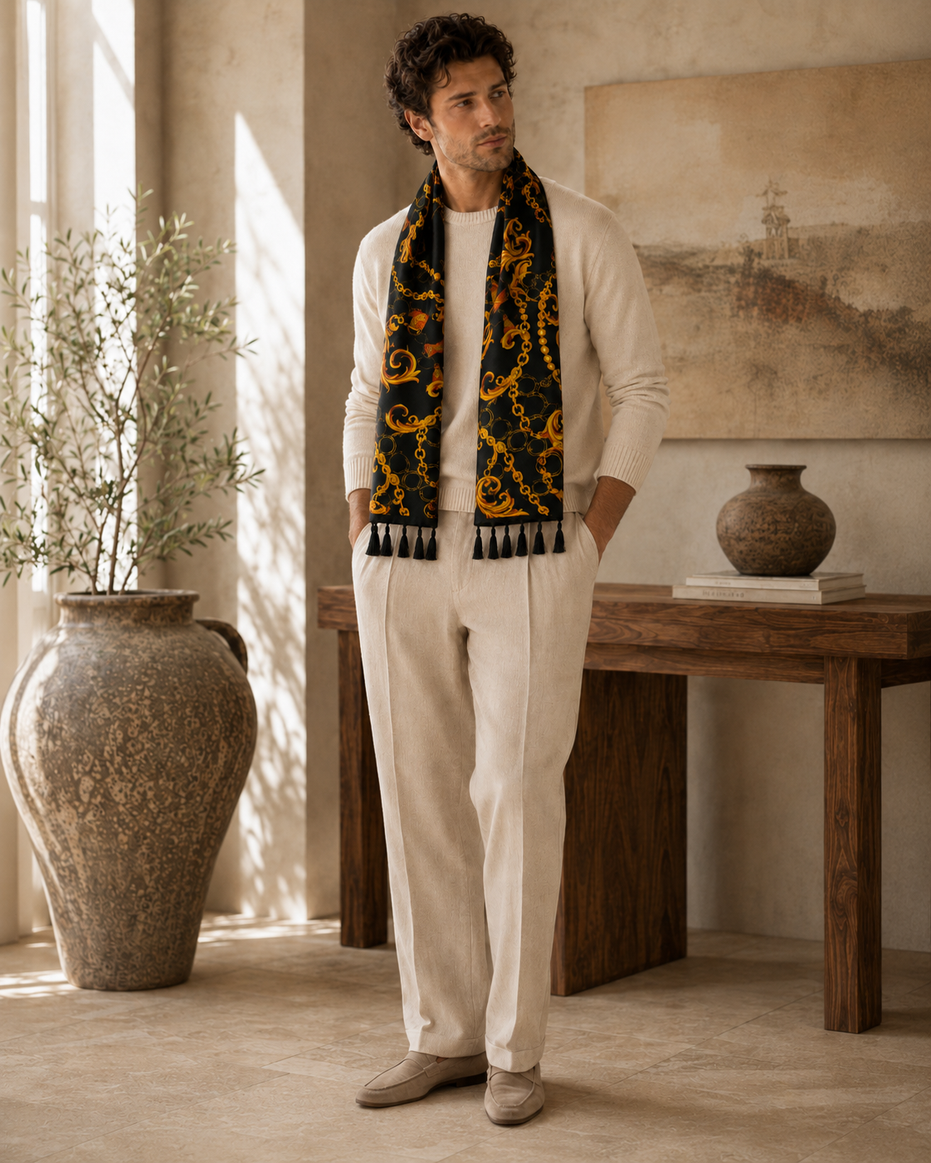 Opulent Baroque Pattern Silk Scarf by Monzoro – view 2