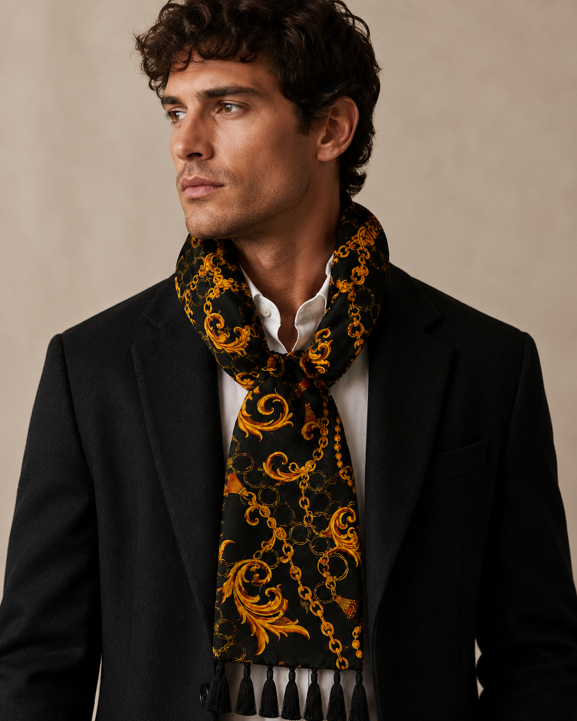 Opulent Baroque Pattern Silk Scarf by Monzoro – view 5