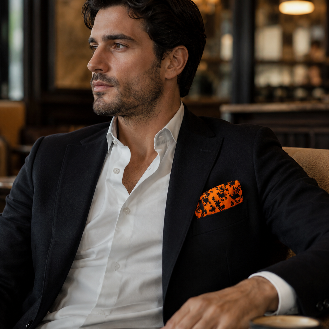 Orange Silhouette Pocket Square by Monzoro – view 13