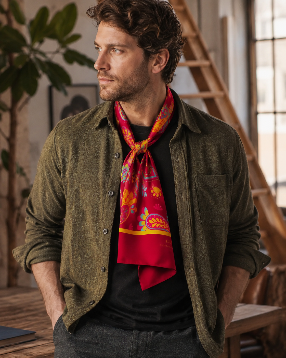 Paisley Shape - Silk Men Scarf by Monzoro – view 12