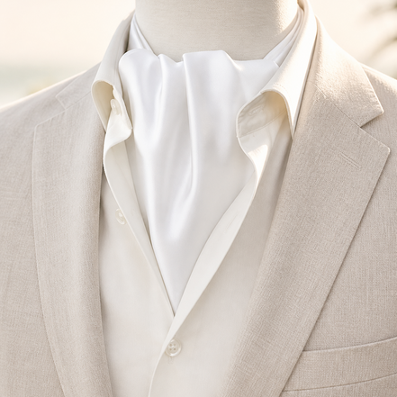 Pearl White Paradigm Silk Ascot by Monzoro