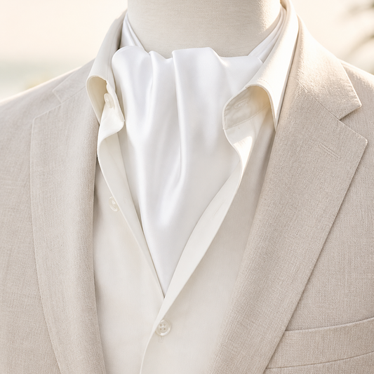 Pearl White Paradigm Silk Ascot by Monzoro