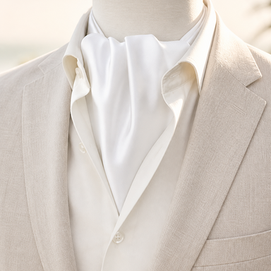Pearl White Paradigm Silk Ascot by Monzoro