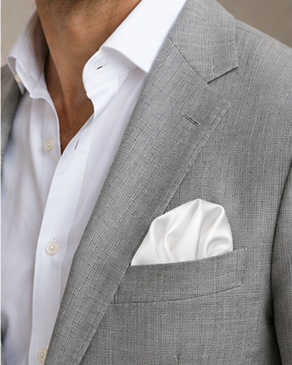 Pearl White Paradigm Silk Pocket Square