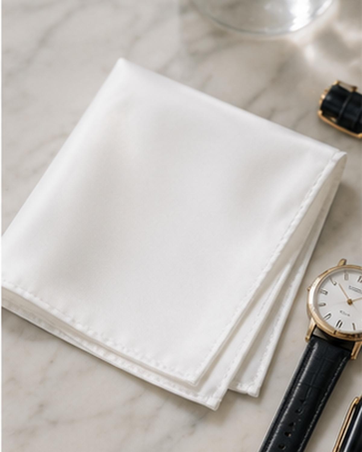 Pearl White Paradigm Silk Pocket Square by Monzoro – view 12