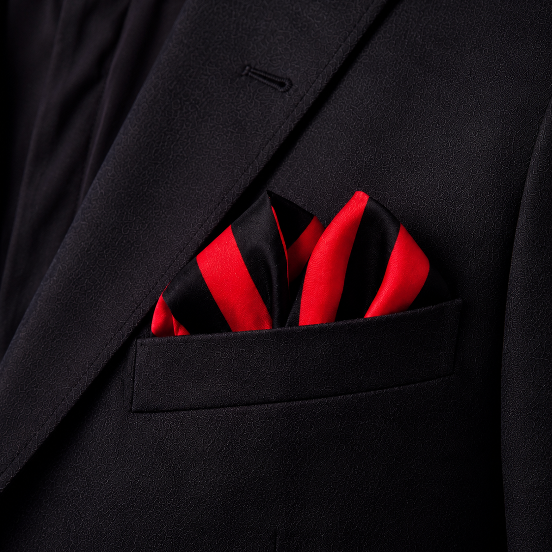 Red and Black Silk Pocket Square by Monzoro – view 12