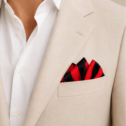 Red and Black Silk Pocket Square by Monzoro – view 14