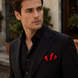 Red and Black Silk Pocket Square by Monzoro – view 16