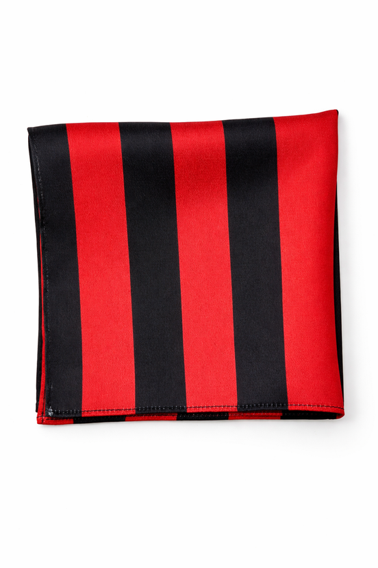 Red and Black Silk Pocket Square by Monzoro – view 2