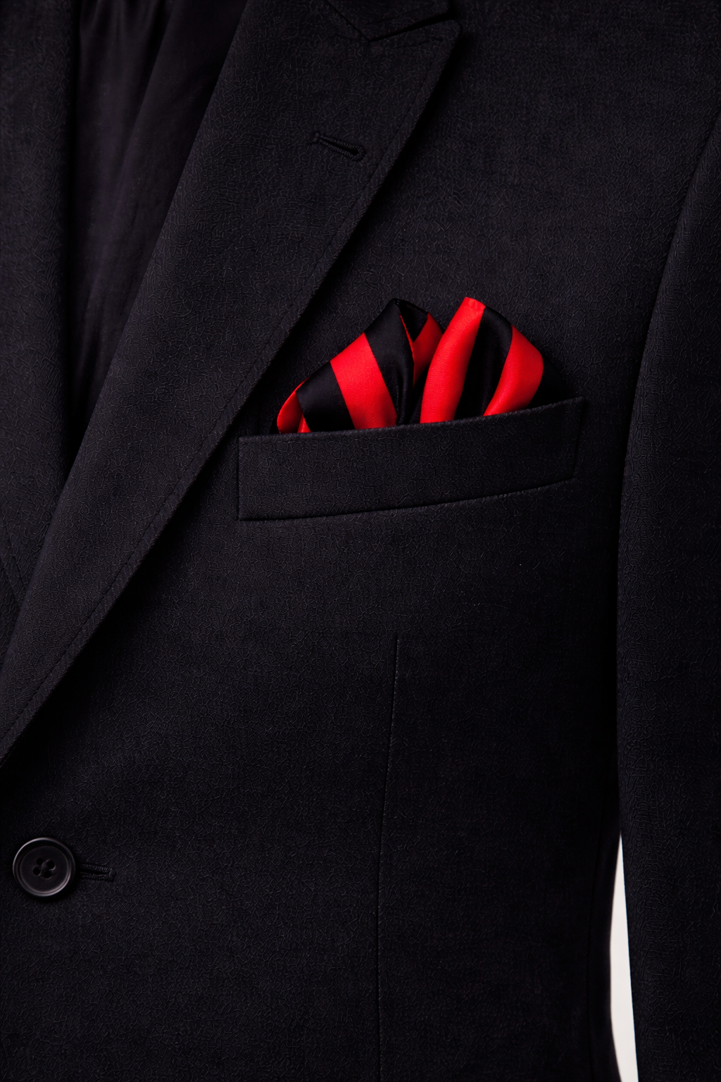 Red and Black Silk Pocket Square by Monzoro – view 3
