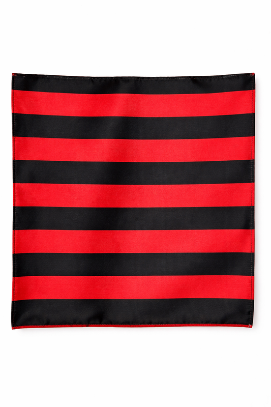 Red and Black Silk Pocket Square by Monzoro